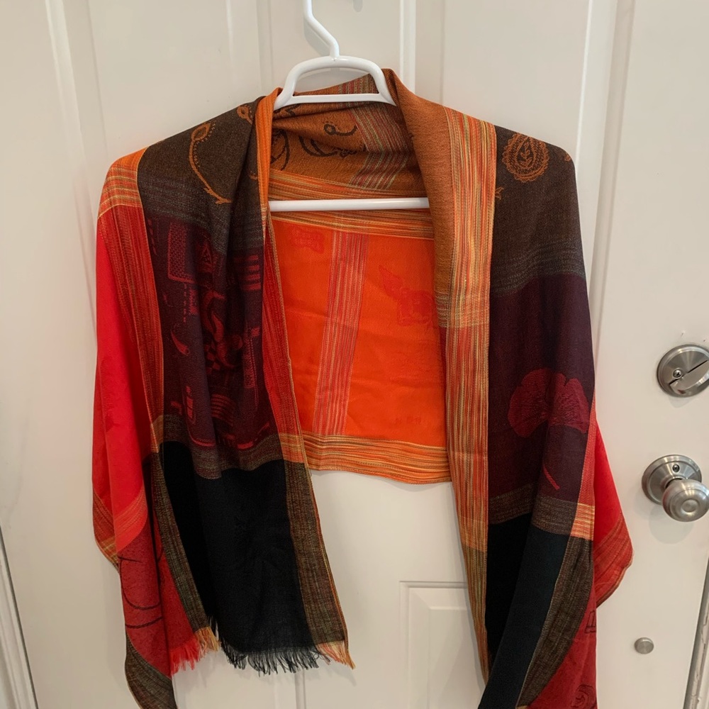 New scarf/wrap vivid colors of red orange & black